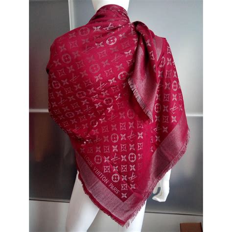 louis vuitton red monogram shawl|louis vuitton monogram silk scarf.